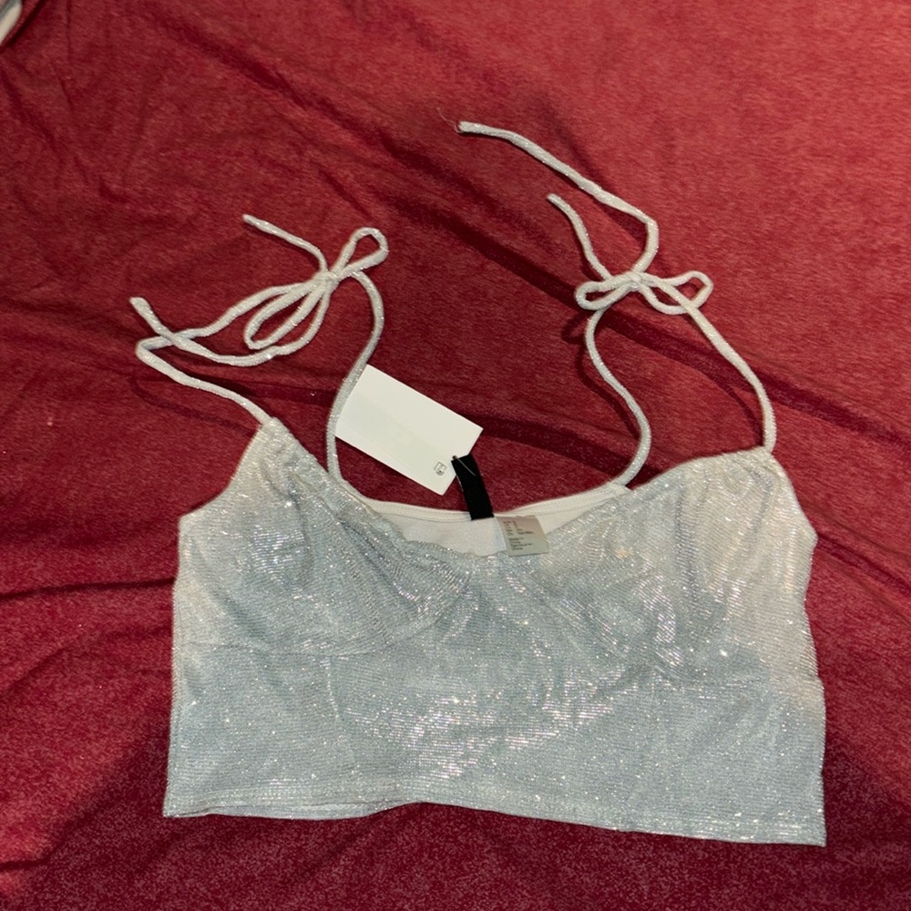 Sparkly silver crop top
